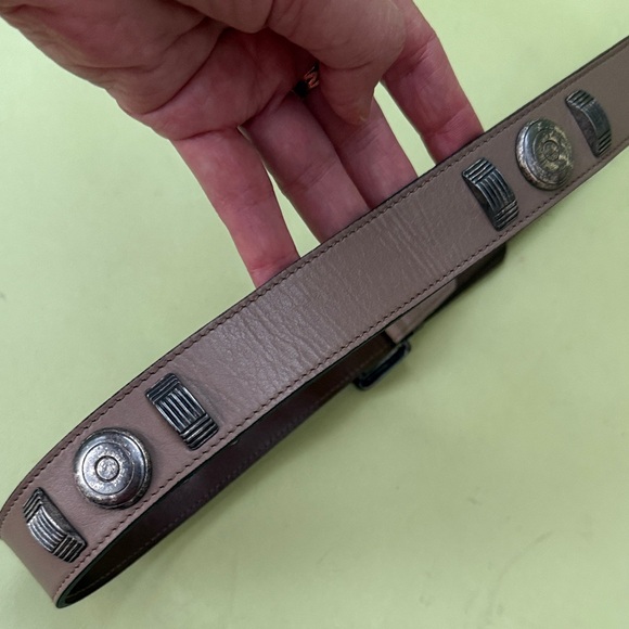 Vintage 80’s Escada dark tan Leather Belt with silver hardware main image 9